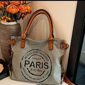 Stylish Gray and Brown Tote Bag